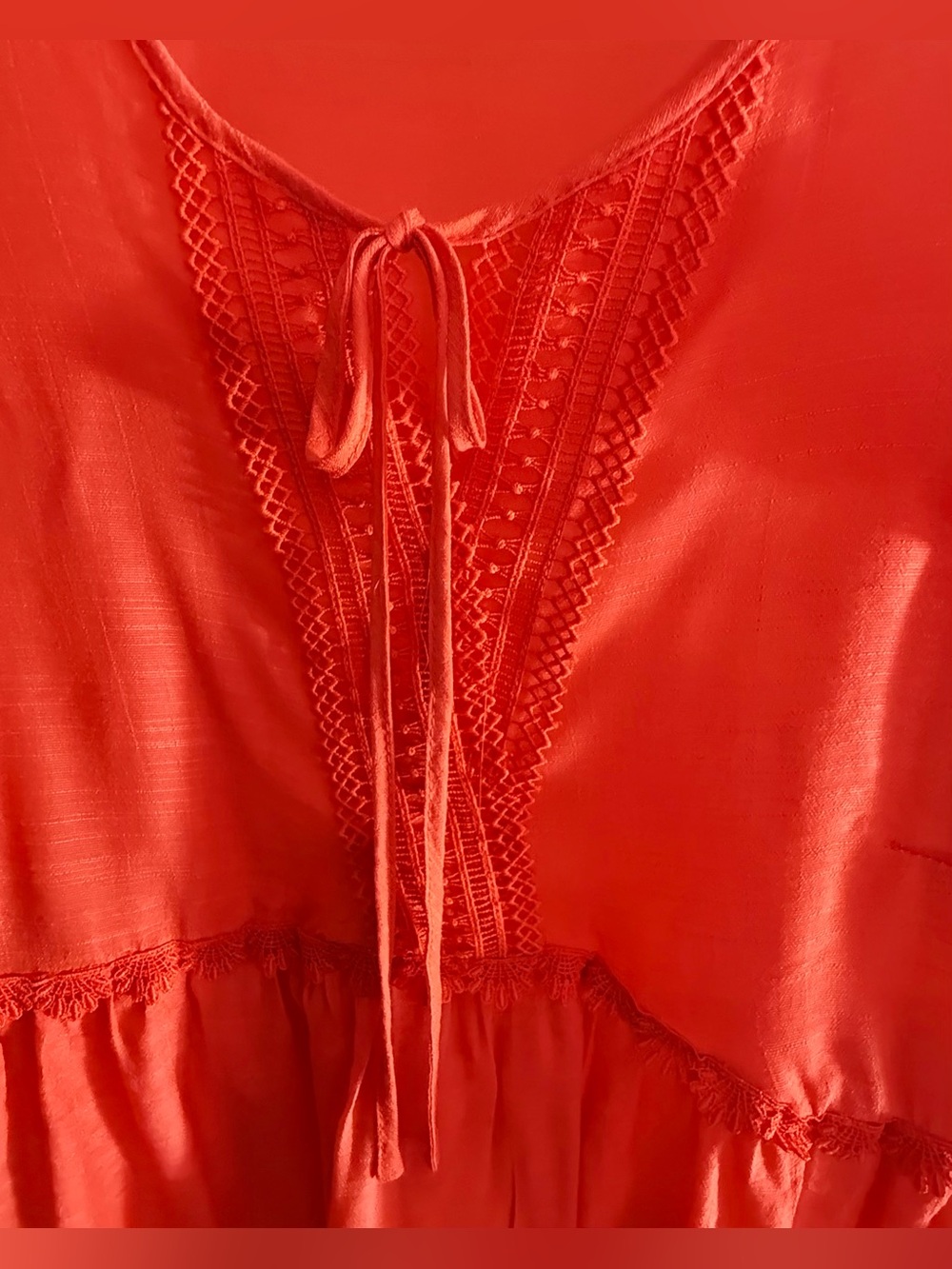 NWT Nanette Lepore | Poppy Red Tiered Ruffle Sleeve Blouse M - Picture 6 of 8
